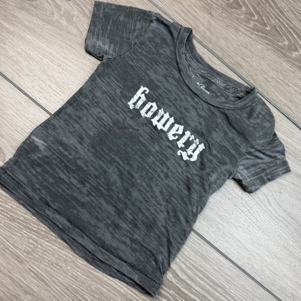 Blue & Cream Kids T-Shirt Graphic Bowery Slub Knit Charcoal Grey Medium